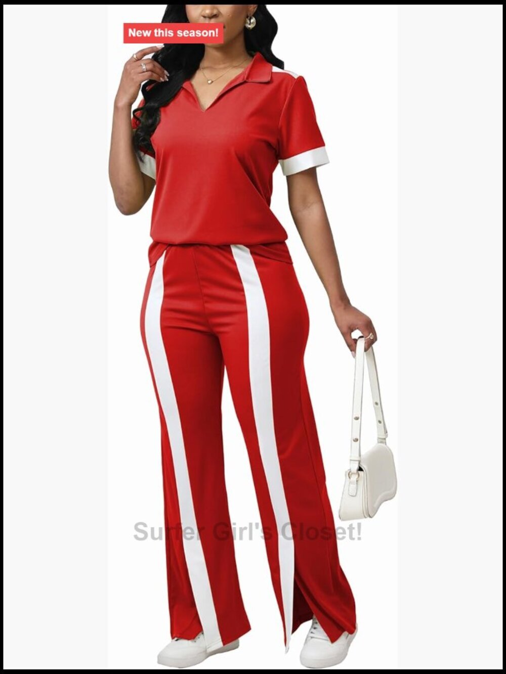 Women's Lounge 2 Piece Outfit Short Sleeve Flared Slit Wide Leg Pants Set